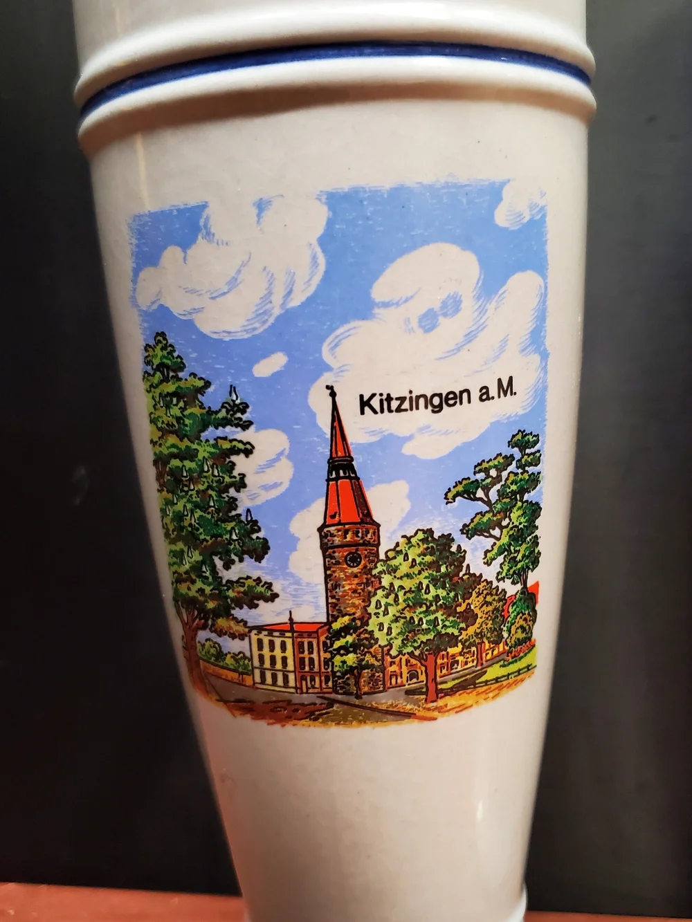 Gerz Stoneware Beer Steins - Blue & Multicolor Crest